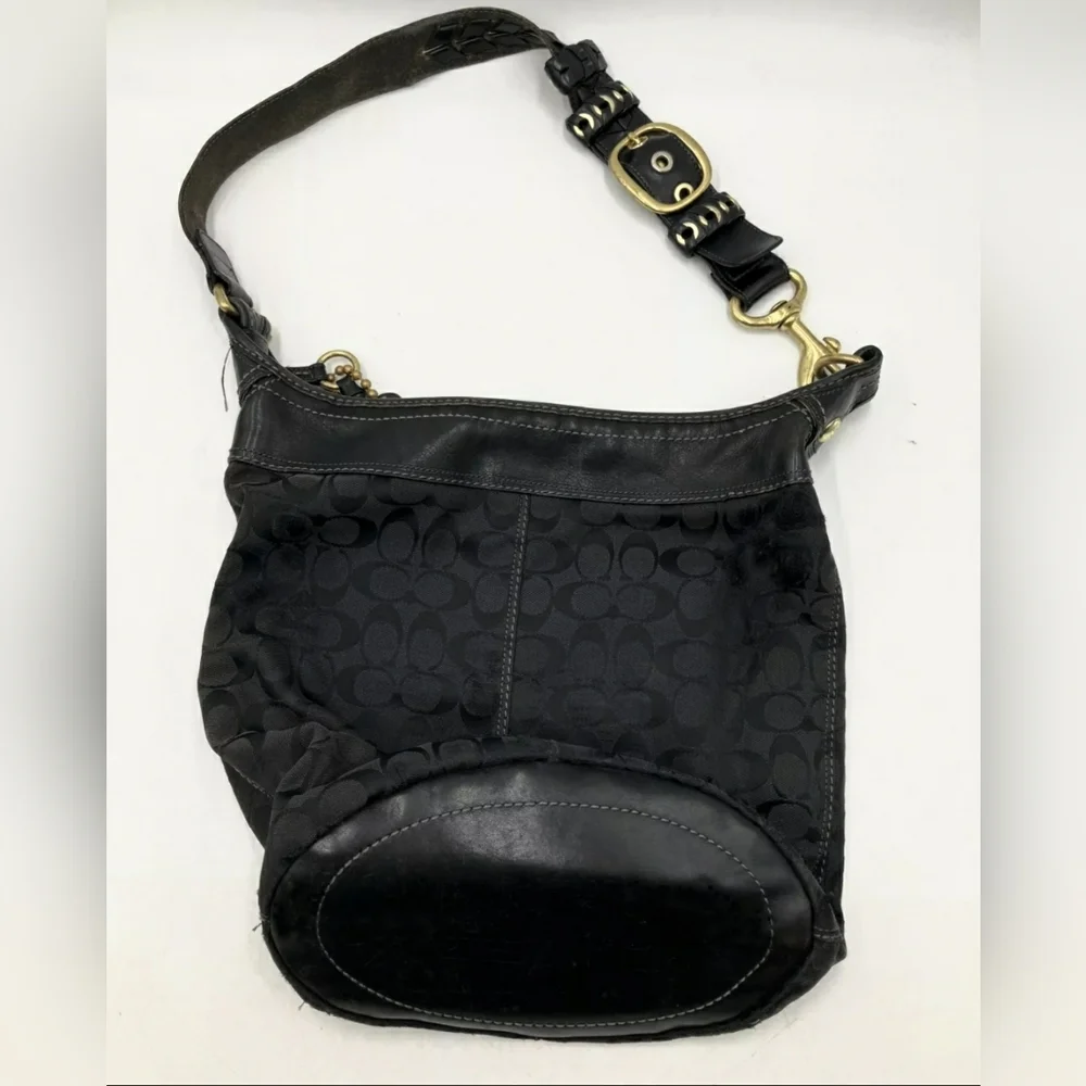 COACH Designer Bleecker Vintage Y2K Signature Hobo Bucket Shoulder Bag Purse